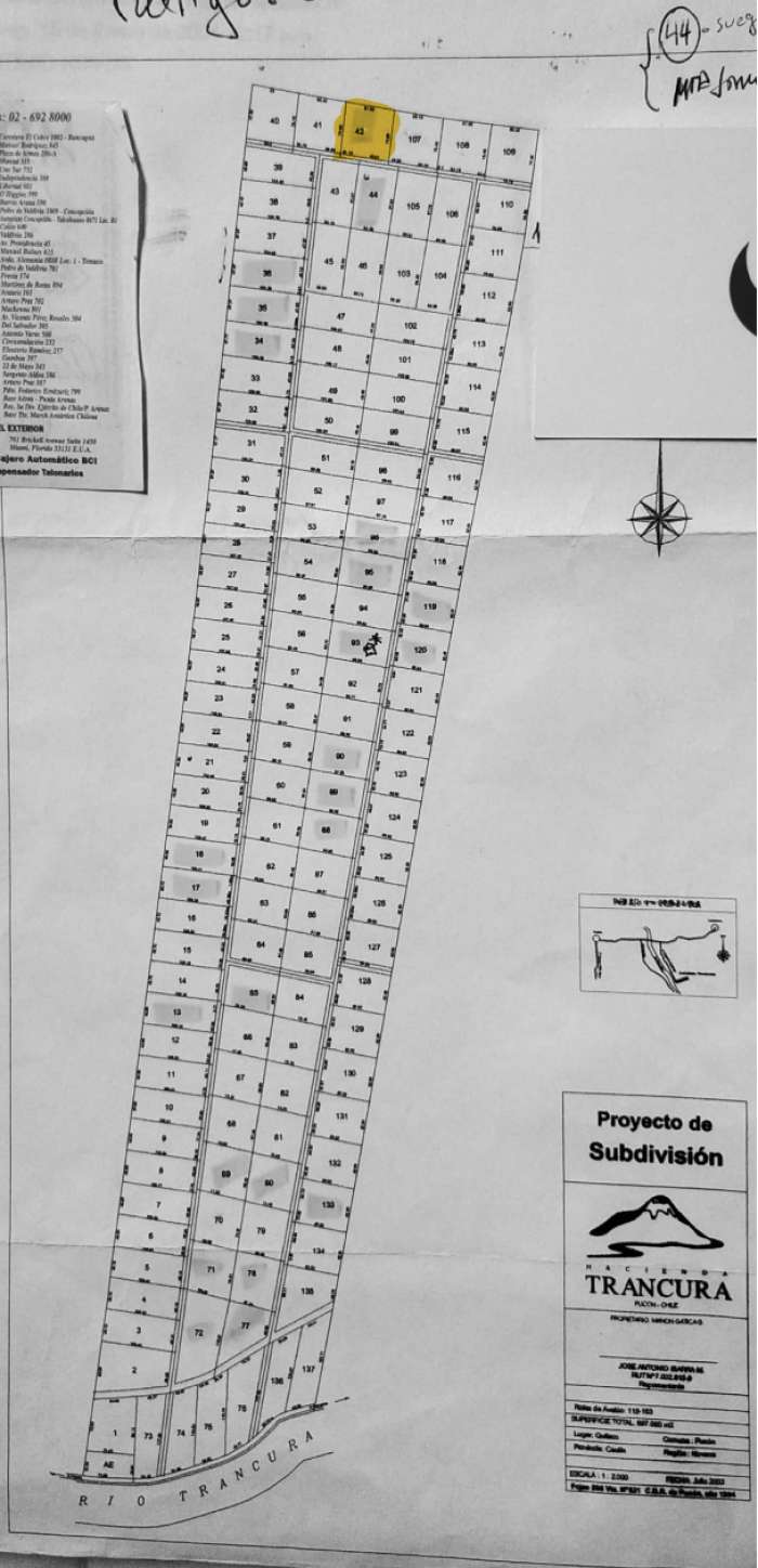 Planos Venta Parcela N42 en Condominio Hacienda Trancura 