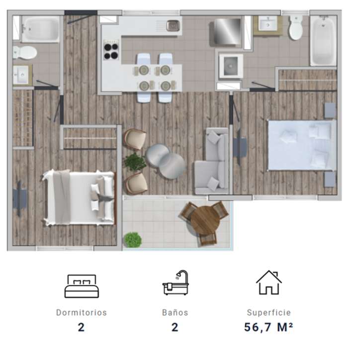 Planos Venta Departamento en Condominio Robles del Volcn